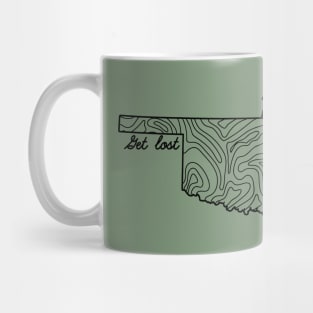 Get Lost Hiking Topographic Art Hike Oklahoma State Map Mug